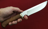 # B-002. Hunting knife. 6.3". D2. 62 HRC. Bronze. Stabilized Rosewood.