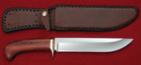 # B-003. Hunting knife for wide hand. D2. 8.5". 62 HRC. Bronze. Bubinga.