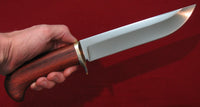 # B-003. Hunting knife for wide hand. D2. 8.5". 62 HRC. Bronze. Bubinga.