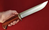 # B-003. Hunting knife for wide hand. D2. 8.5". 62 HRC. Bronze. Bubinga.