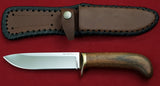 # B-011. Hunting knife. 5.0". D2. 62 HRC. Bronze. Shedua wood.