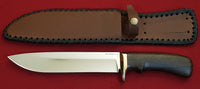 # B-016. Hunting knife. 8.1". D2. 62 HRC. Bronze. Ziricote.