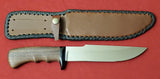 # B-038. Hunting knife. 7.0". D2. 62 HRC. Micarta Guard. Walnut wood.